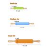 1/4Pcs Non-Stick Silicone Rolling Pin Wooden Handle Pastry Dough Flour Roller Kitchen Cooking Kid Baking Tool For Pasta Dough