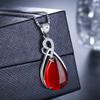 Silver Plated Red Corundum Pendant Necklace Women Green Agate Gemstone Short Choker Collarbone Jewelry