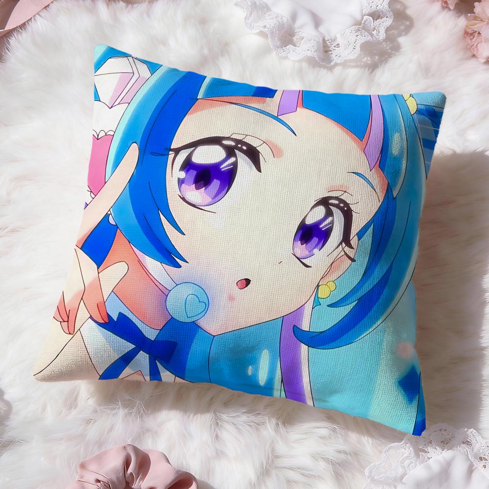y-You and Idol Pretty Cure Cushion Cover Premium Comfort Reversible Pillow Cove -Two in One Design for Any Room & Car Interior
