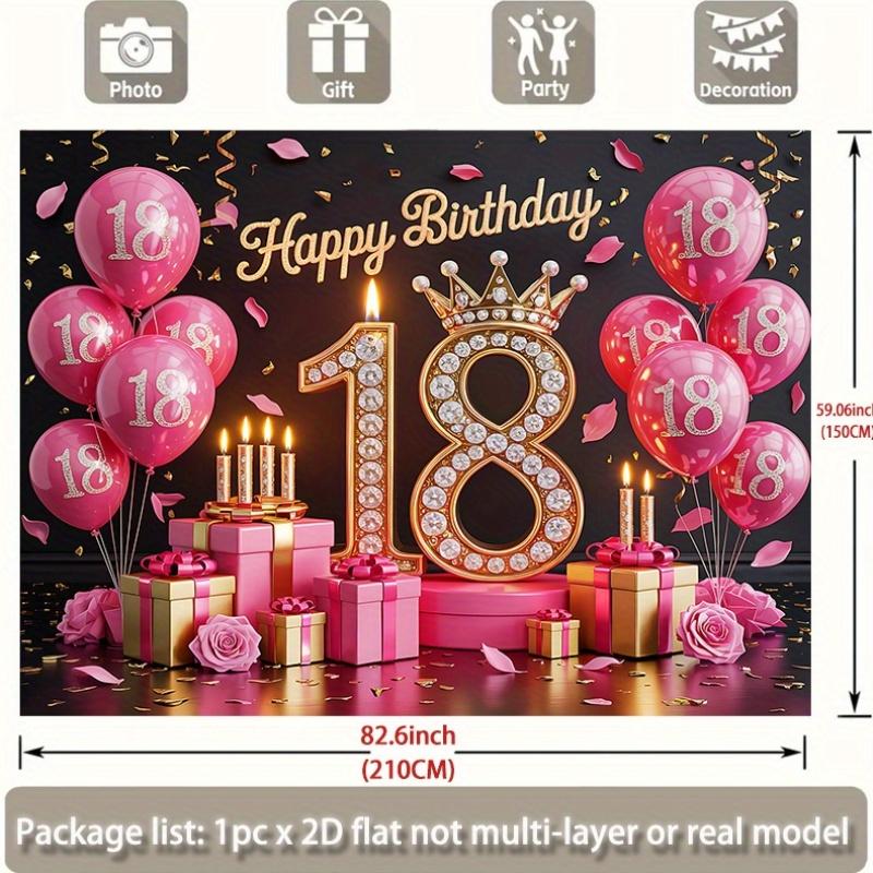 2D 1 Piece - 18th Birthday Celebration Item. Polyester Material Suitable for Home Room and Wall Decoration.