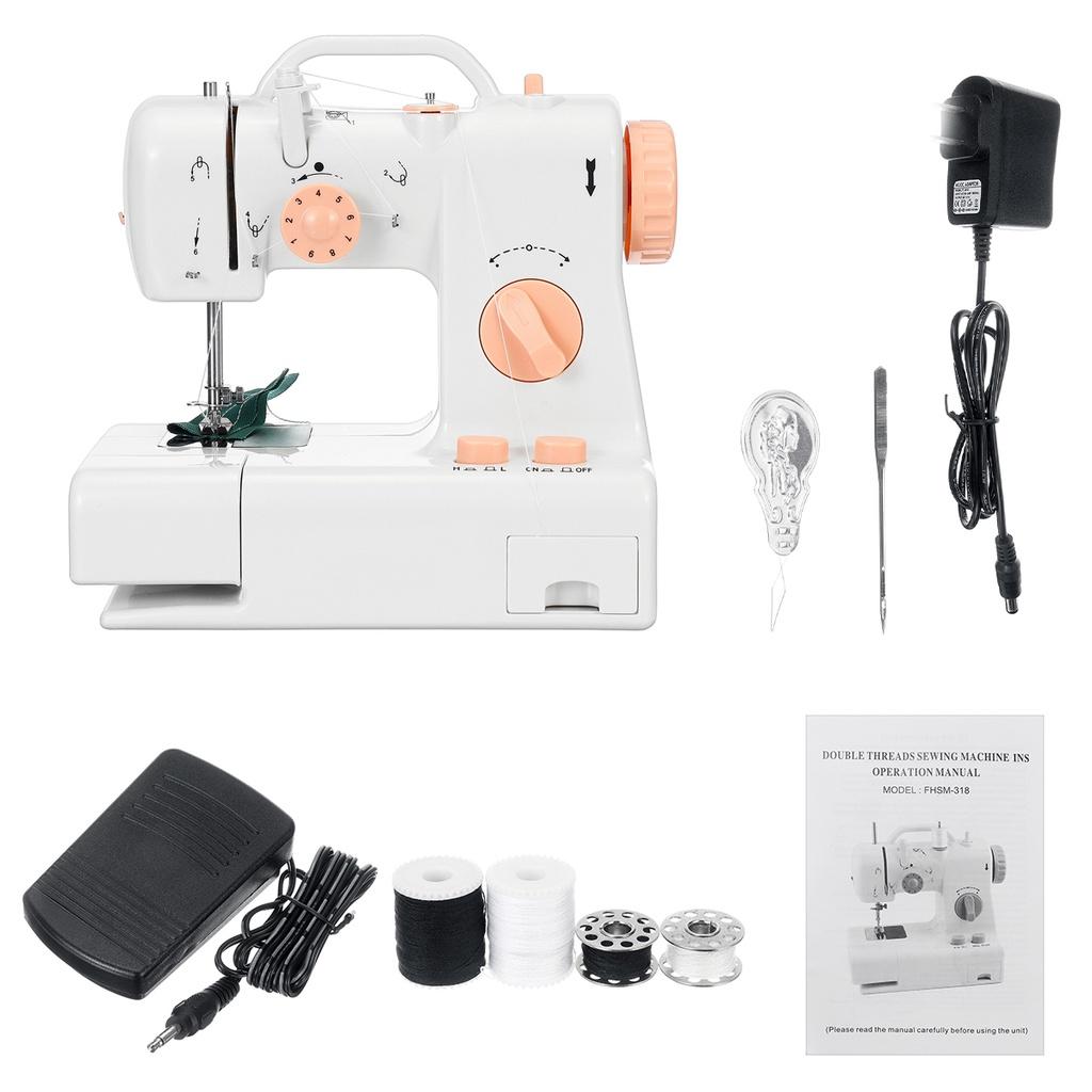 Mini Portable Sewing Machine Household Night Light Foot Pedal Straight Line Hand Table Tools Two Speeds Two Power Supply 6W