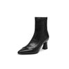 Krazing Pot Microfiber Pointed Toe Thin High Heels Modern Boots Size 42 Zip Plus Size Women Elastic Ankle Boots