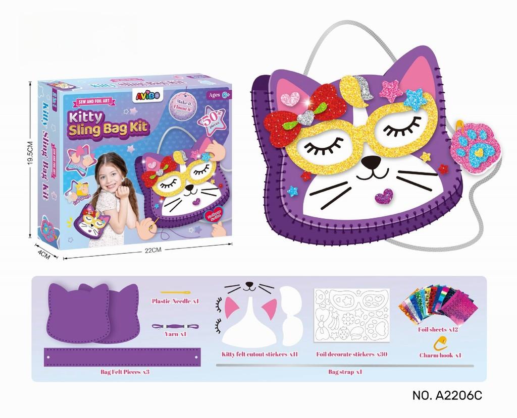 

Фетровая сумка-набор для творчества с креативным рукоделием и обучающим весельем для детей. Игра ручной работы. Cat