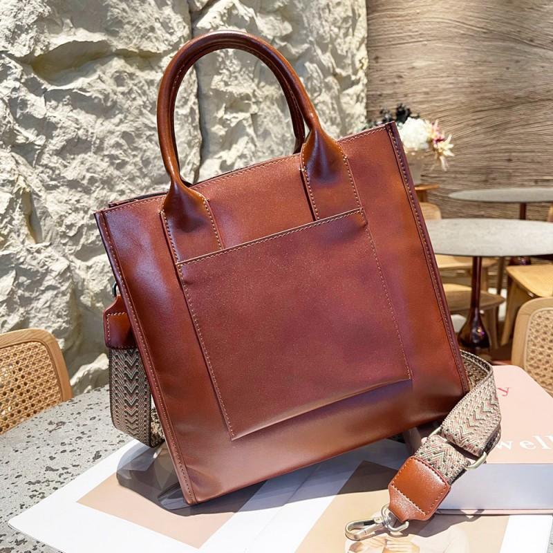 

Retro Leather Women s Bag Large-capacity Vegetable Tanned Cowhide Square All-matching Commuter Cross-shoulder Handbag Trendy