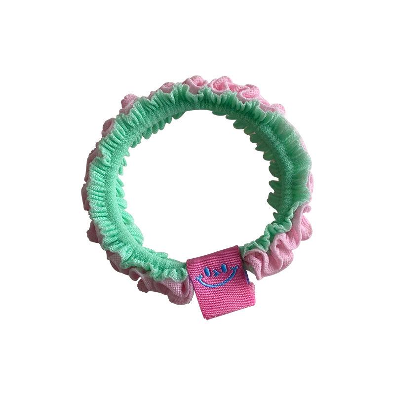 Koreańska Urocza Gumka do Włosów w Cukierkowym Kolorze z Falbankami z Koronki: Słodki, Wszechstronny, Wysokoelastyczny Dodatek do Włosów