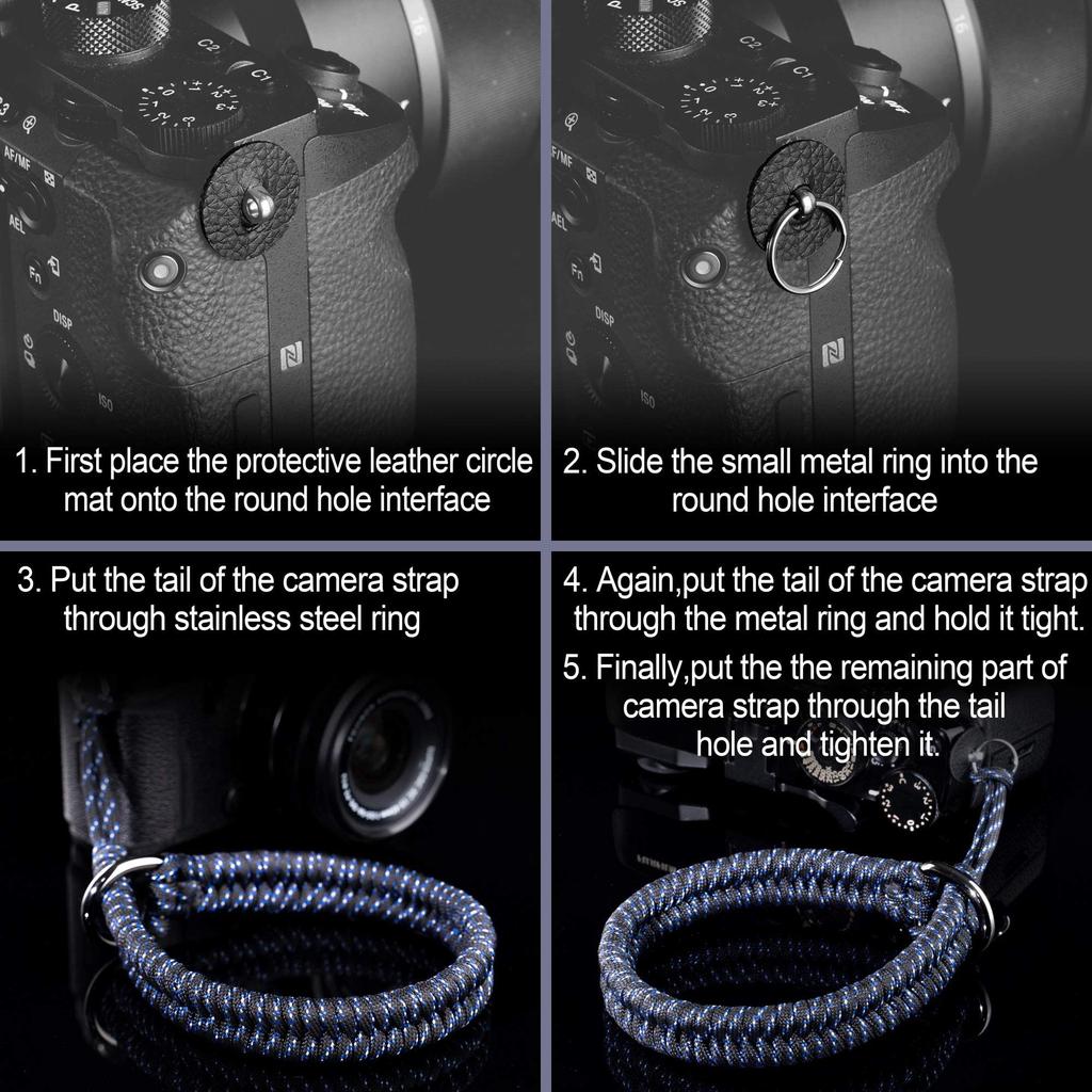 Camera Wrist Strap Paracord Camera Hand Strap Wrist Lanyard for DSLR or Mirrorless MID [Qiang Ni] - High-End Cameras, Black, (Blue)