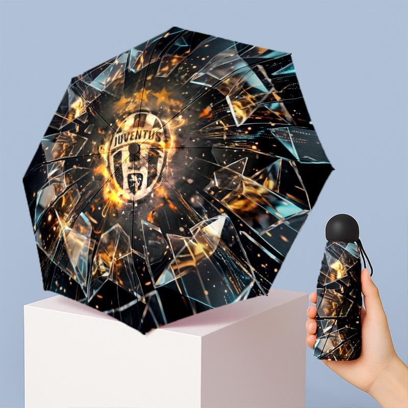 Juventus FC Pattern Printed Mini 5 Folds 8 Ribs Compact Umbrella Windproof Waterproof Lightweight Portable Folding