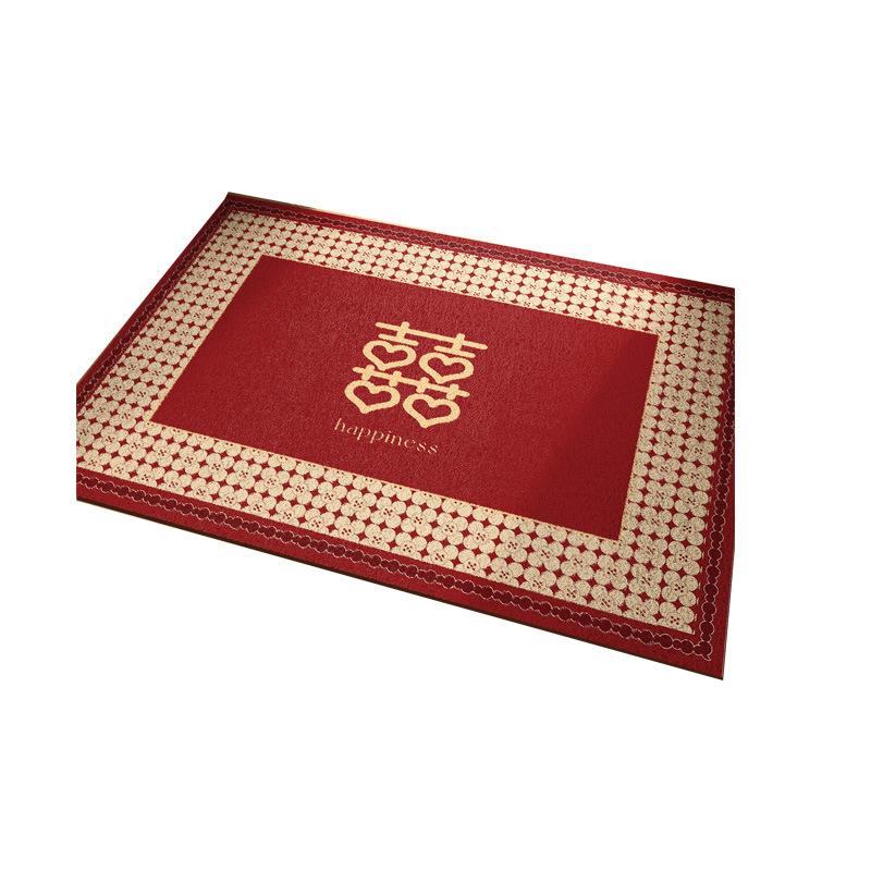 Wedding Entrance Door Floor Mat Red Festive Wedding Room Arrangement Doormat Entrance Door Silk Ring Foot Pad Non-Slip Can Be Cut