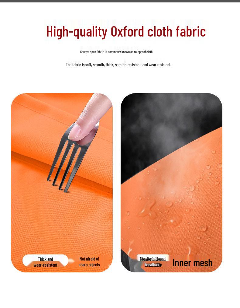 Men's Orange Raincoat & Pants Set with Reflective Strips for Construction and Cleaning