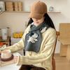 Lightweight Puppy Pattern Scarf Korean Style Knitted Shawl Trendy Cashmere Blend Scarf  Unisex