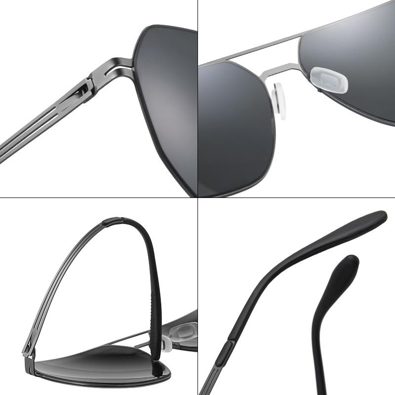 Neue polarisierte Sonnenbrille aus Nylon ohne Schraubverschluss. Eine Sonnenbrille mit flexibler Verformung der Herrensonnenbrille.