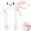Animal Hat with Ears Moving Jumping Pop Up Beating Hat Plush Holiday Cosplay Dress Up Funny Gift for Kids