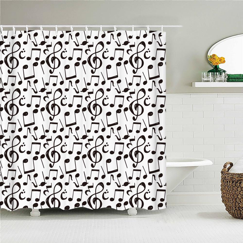 Black And White Striped Shower Curtain With Hooks Waterproof Polyester Fabric Geometric Pattern Home Decor Bathroom Curtain Baño