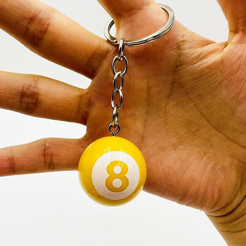 

Креативный бильярдный брелок для ключей, шарик для стола, кольцо для ключей, счастливый черный №8, брелок 25 мм, смоляной шарик, ювелирное украшение, подарок жёлтый