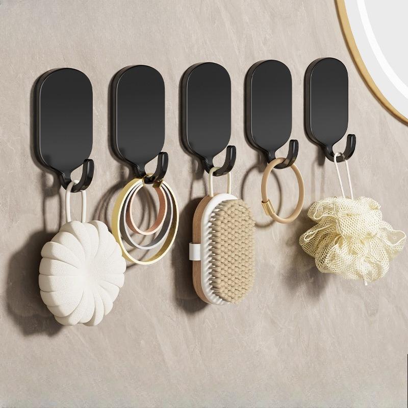 Non-drilled Stainless Steel Hook with Strong Adhesive for Heavy Load. Bathroom and Toilet Hanging Item Adhesive Wall Mount.