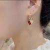 New High-end Red Heart-shaped Earrings with Fashionable Temperament, Earrings for Socialites, Light Luxury Peach Heart Earrings for Women