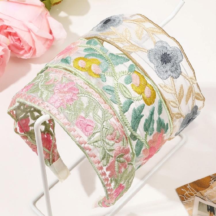 New Chinese Styles Wide Headband with Embroidered Flowers Comfortable High Skull Hairhoop For Everyday Wear Formal Event