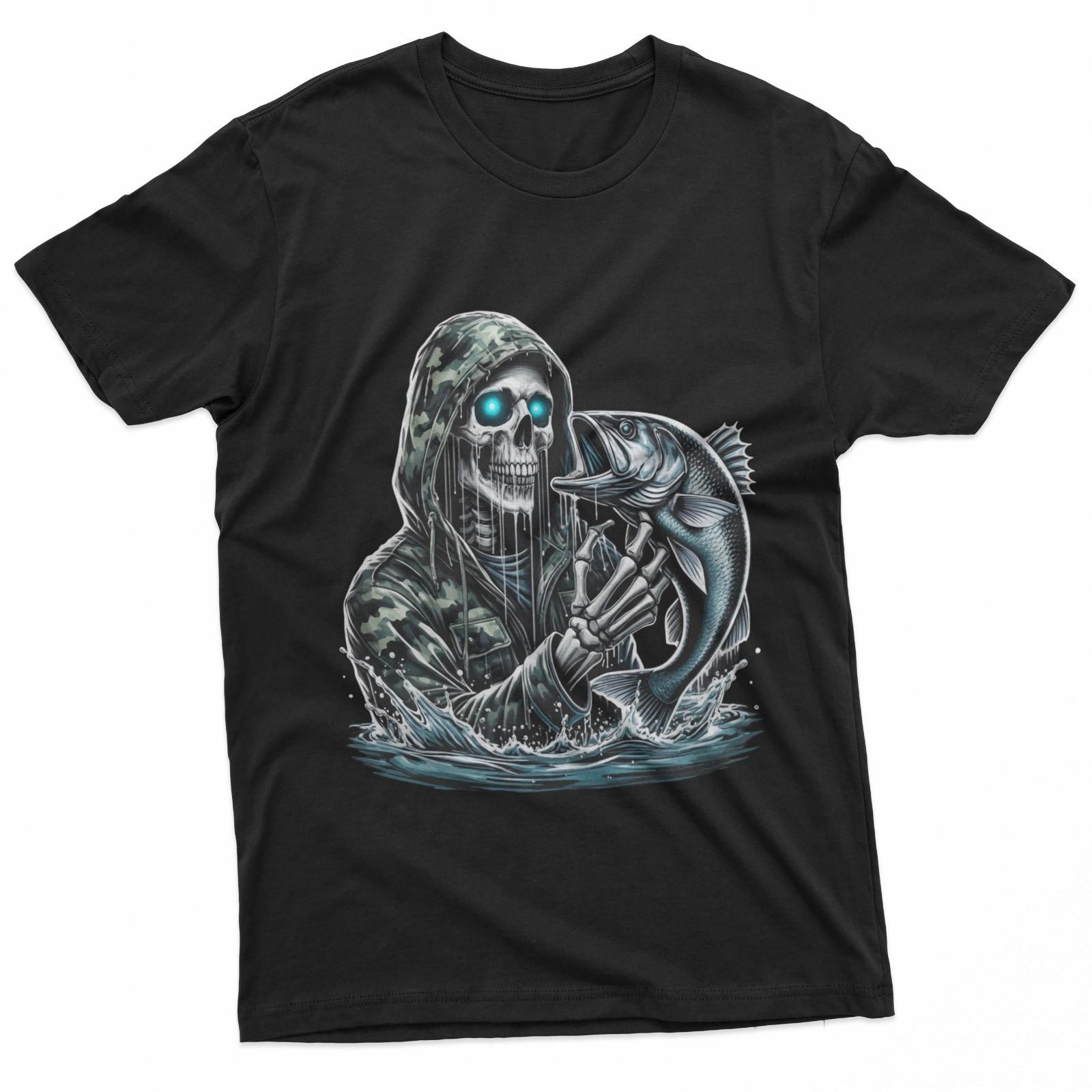 Skeleton Fisherman Digital Art T-Shirt Unisex T-Shirt XXXL