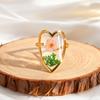 Stainless Steel Geometric Flower Transparent Ring for Women Round Sun Heart Shaped Flower Ring Opening Finger Jewelry Gift