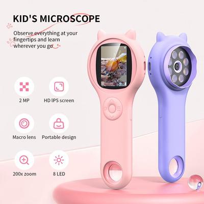 Portable Kids Microscope Handheld Mini Digital Microscope  For Age 3~8 Girls&Boys