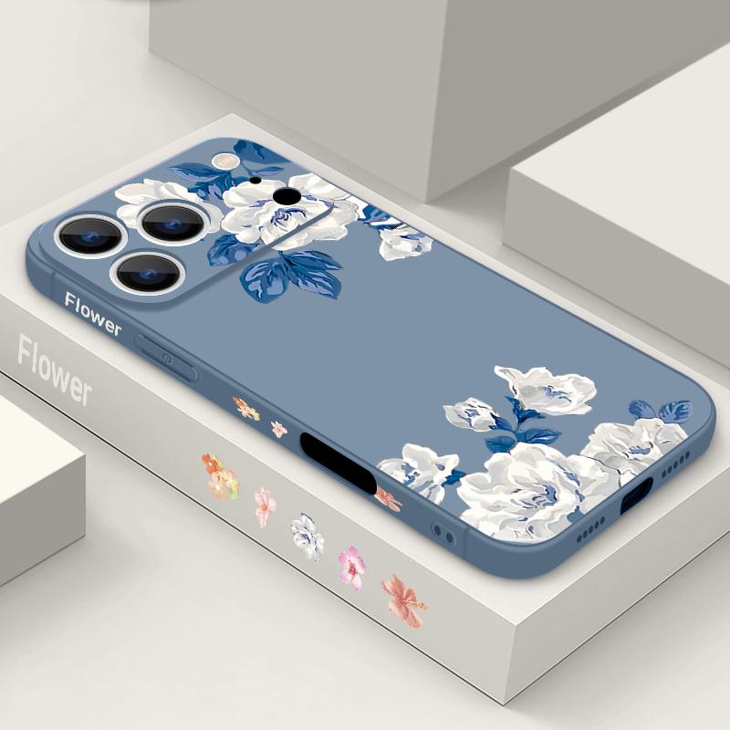 For iPhone 17 Pro Max Case White Gardenia Floral Pattern TPU Silicone Soft Cover For iPhone 16 Pro Max 15 14 13 12 11 16E Air