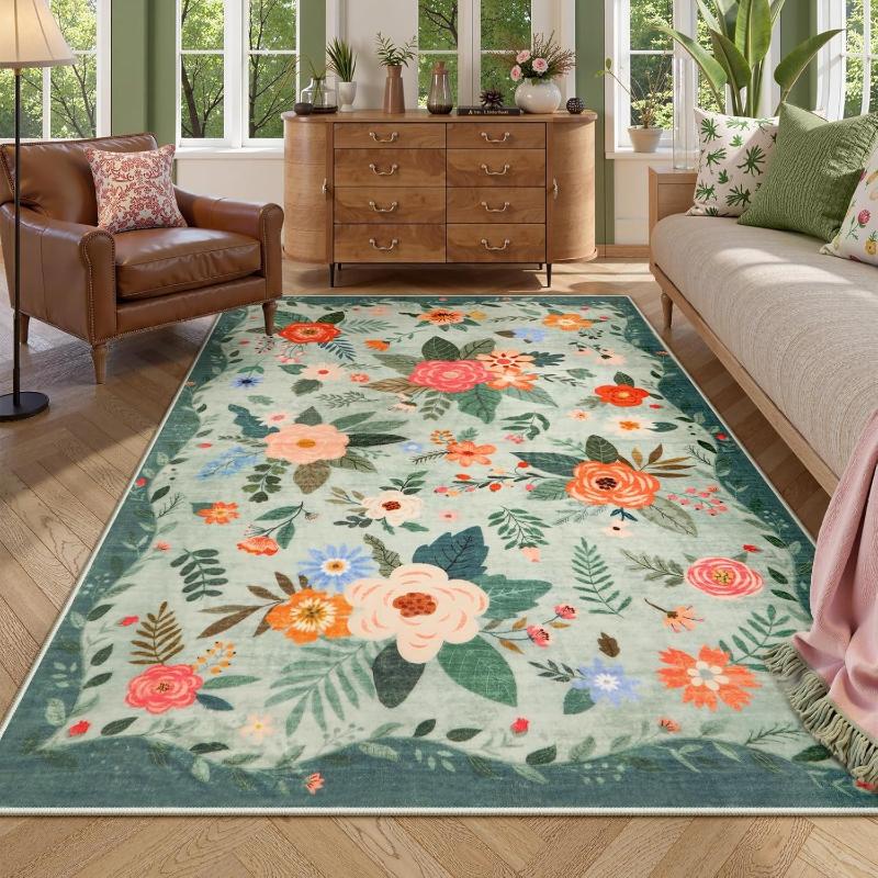 Boho Floral Style Carpets for Living Room Colorful Flowers Bedroom Decor Carpet Fluffy Soft Bedside Rug Home Thicken Plush Mat