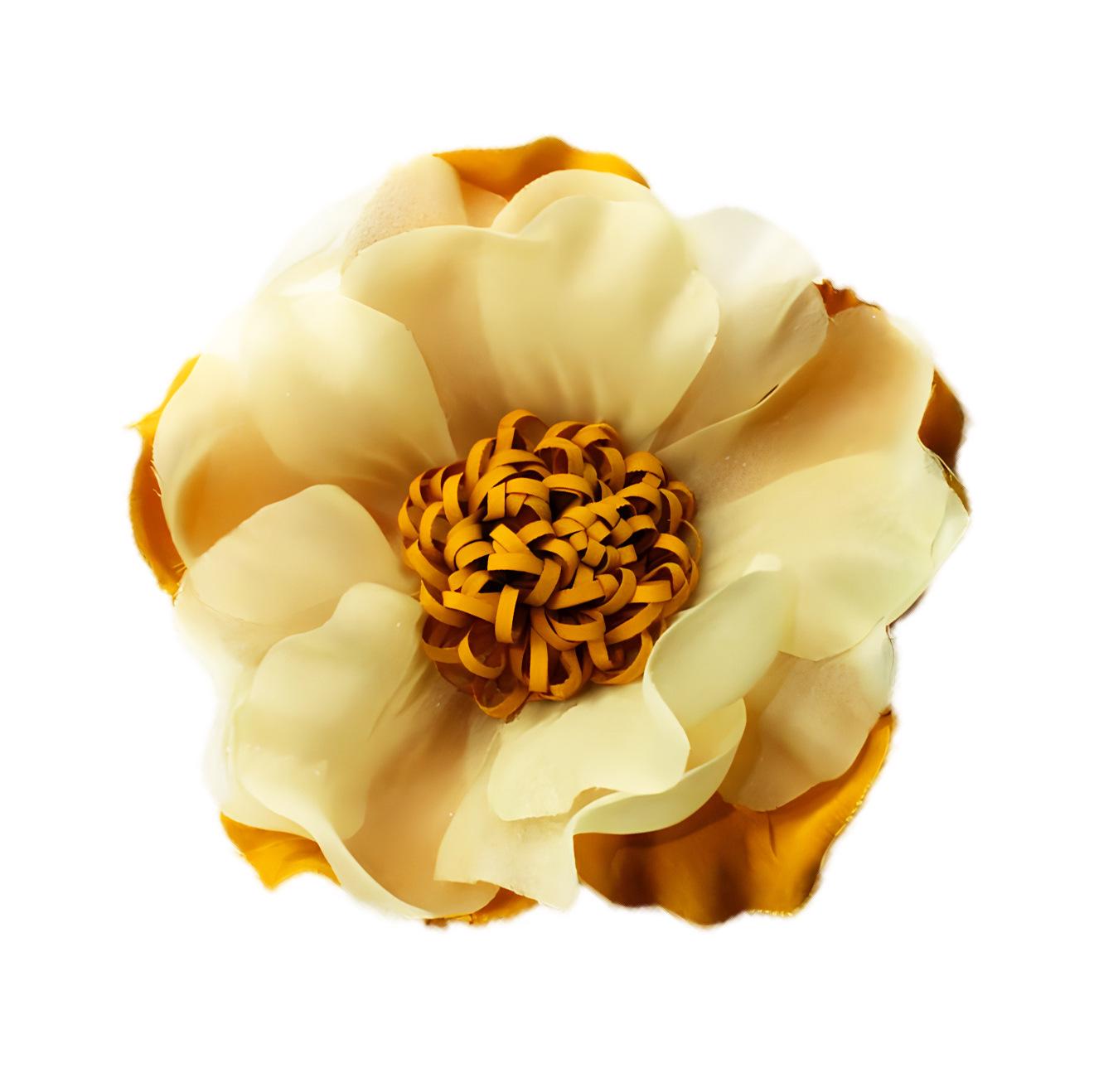 

Брошка з квіткової тканини в корейському стилі для жінок: Елегантна 3D брошка для вечірньої сукні світло-жовтого кольору