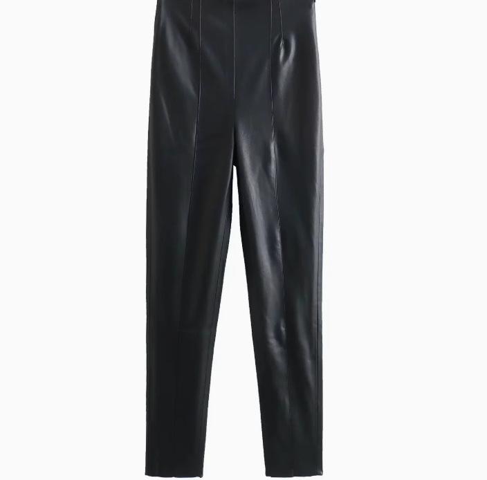 2025 Autumn/Winter Women s Slimming High-Waisted Faux Leather Leggings Extra Small