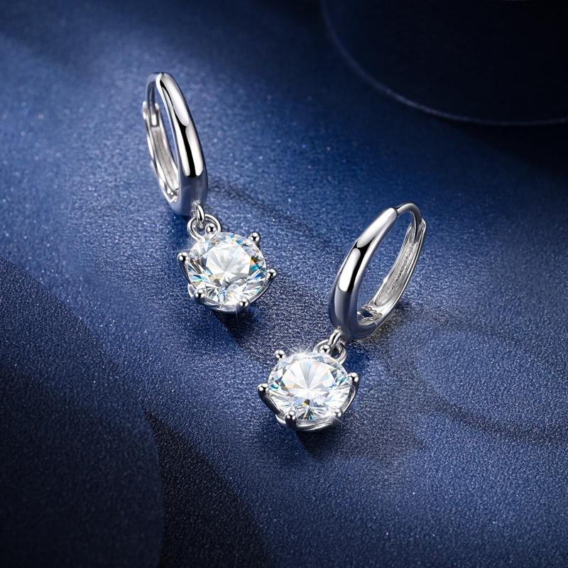 2ct Moissanite Earring 100 copper Orginal Drop Earring Wedding Engagement Bride Jewellery with Certificate for Women