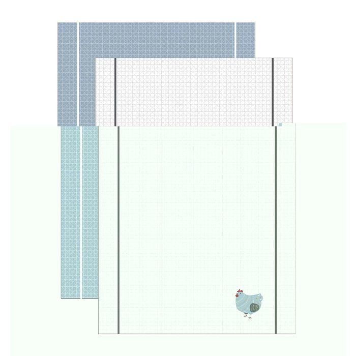 Torchons - Petite poule - Lot de 2 - 50 x 70 cm - 100% coton - Bleu
