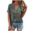 Women's Shirt Blouse Button Vintage  Print Short Sleeve Casual Basic Top Pullover