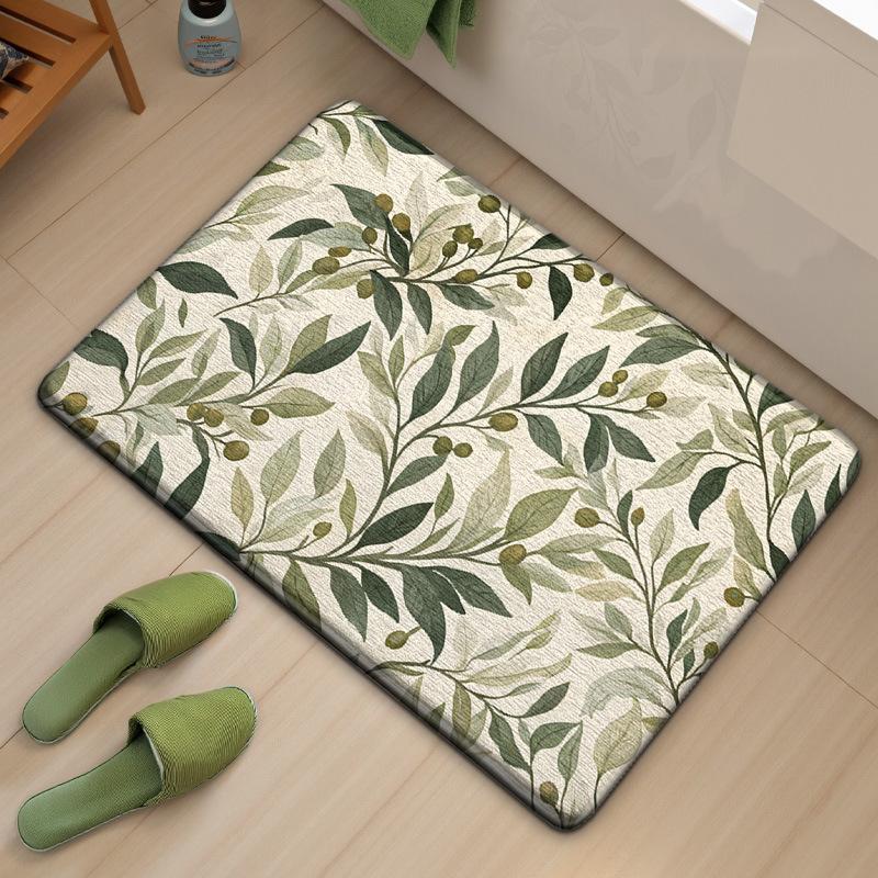 Luxury Floral Bath Mat - Extra Thick & Quick Dry Sponge - Super Absorbent, Skin-Friendly, Non-Slip Bathroom Rug - Elegant Style