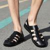 Fashion Casual Outdoor Sandals Split Leather Men Summer Vacation Beach Non-Slip Hollow Out Shoes Comfort Soft Sole Retro Style Sandals
