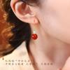 Jinhua Huaishan Natural Red Agate Earrings, Pure Silver Studs, Feng Shui Wealth-Attracting, New Chinese Style, Exquisite Earrings with a Sense of