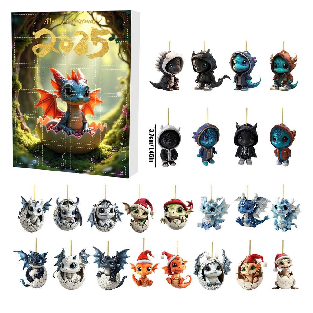 

Christmas Countdown Calendar With Blue Dragon Acrylic Pendant For Holiday Gifting And Celebrations Style A