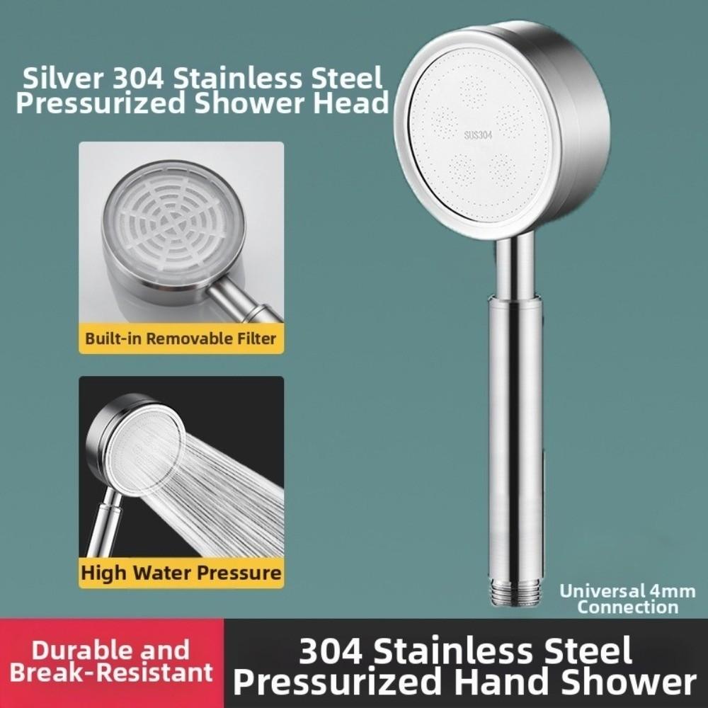 Stainless Steel Supercharged Shower Head High Pressure Massage Sprayer Water Filter Home Shower серебряный