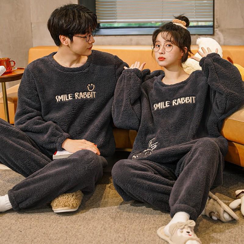 Pánské a dámské silné pyžamo z korálového fleecu: Hřejivá sametová flanelová zimní souprava