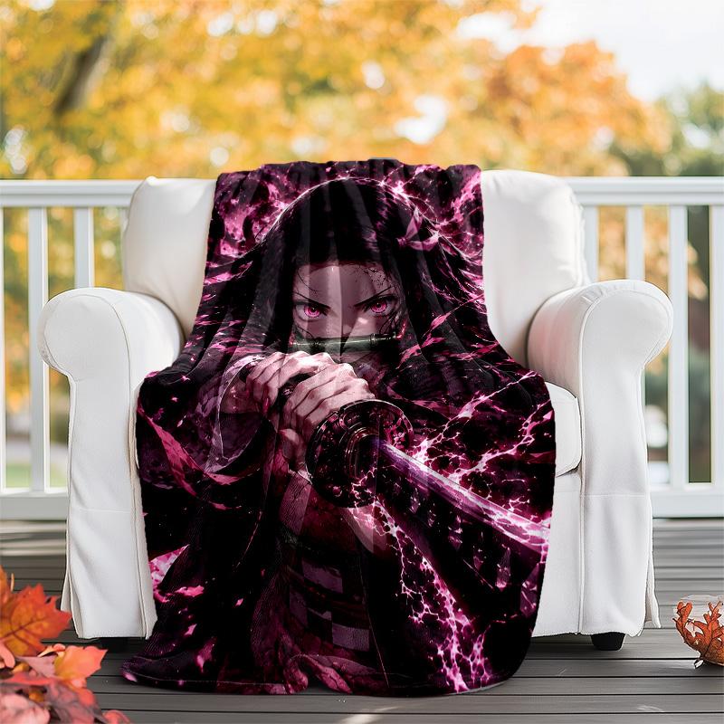 1pc nezouko3 Theme Blanket - Digital Print, Polyester, Cozy for All Seasons, Perfect for Outdoor, and Travel