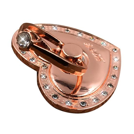 Finger Ring Holder Degree Rotation Metal Universal 360 Rhinestone Heart Shape Mobile Phone