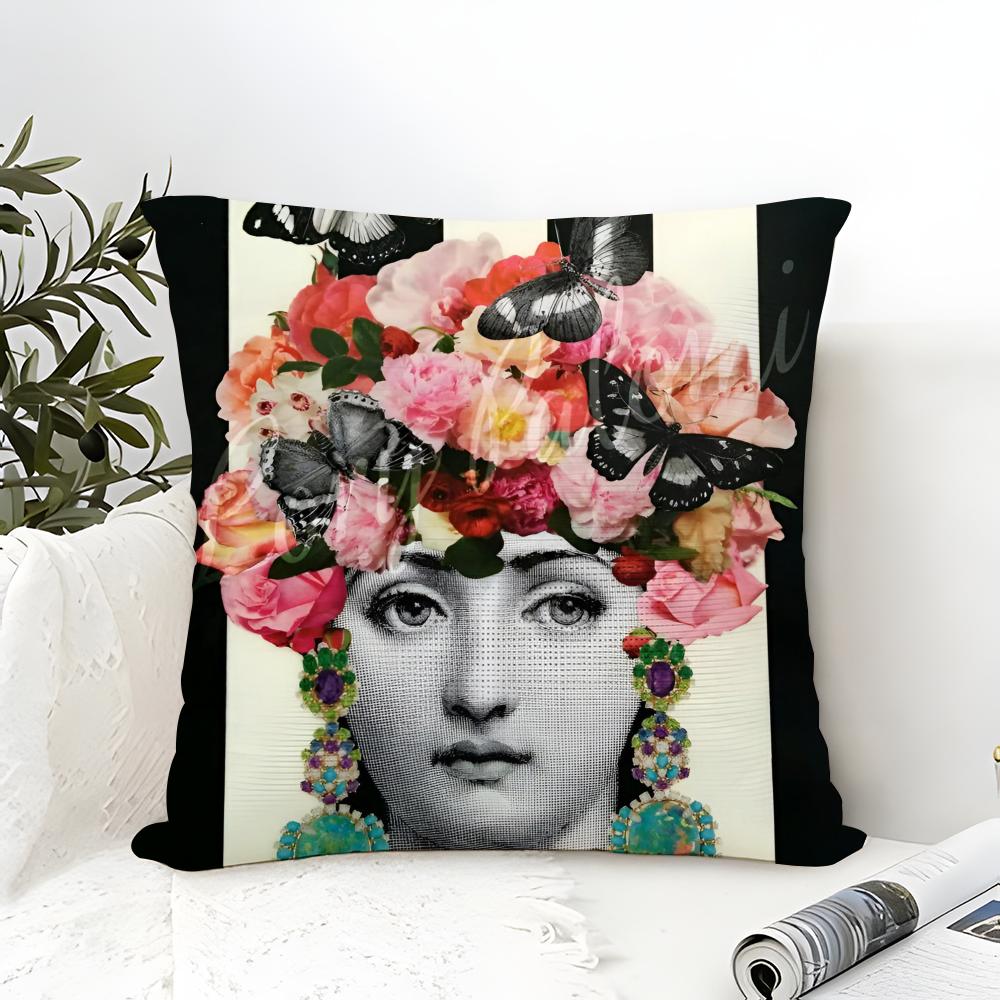 Abstract Women Simple Anime Art Pillow Case Cotton Linen Fabric Square Zipper Pillowcase Home Decorative Living Room
