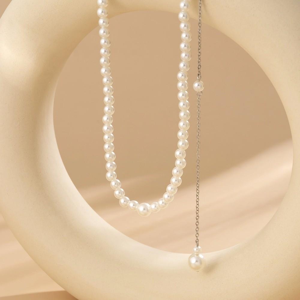 Silver Color Body Chain Jewelry Imitation Pearl Bikini Back Chain Back Chain Necklaces  Wedding