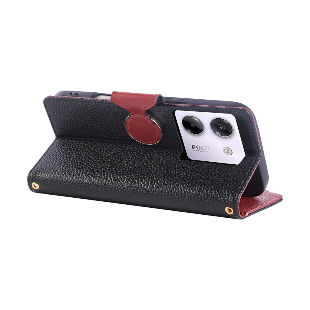 Etui na Xiaomi Poco M7 Pro 5G Skórzane Etui Portfel na Zamek Błyskawiczny z Paskiem na Nadgarstek