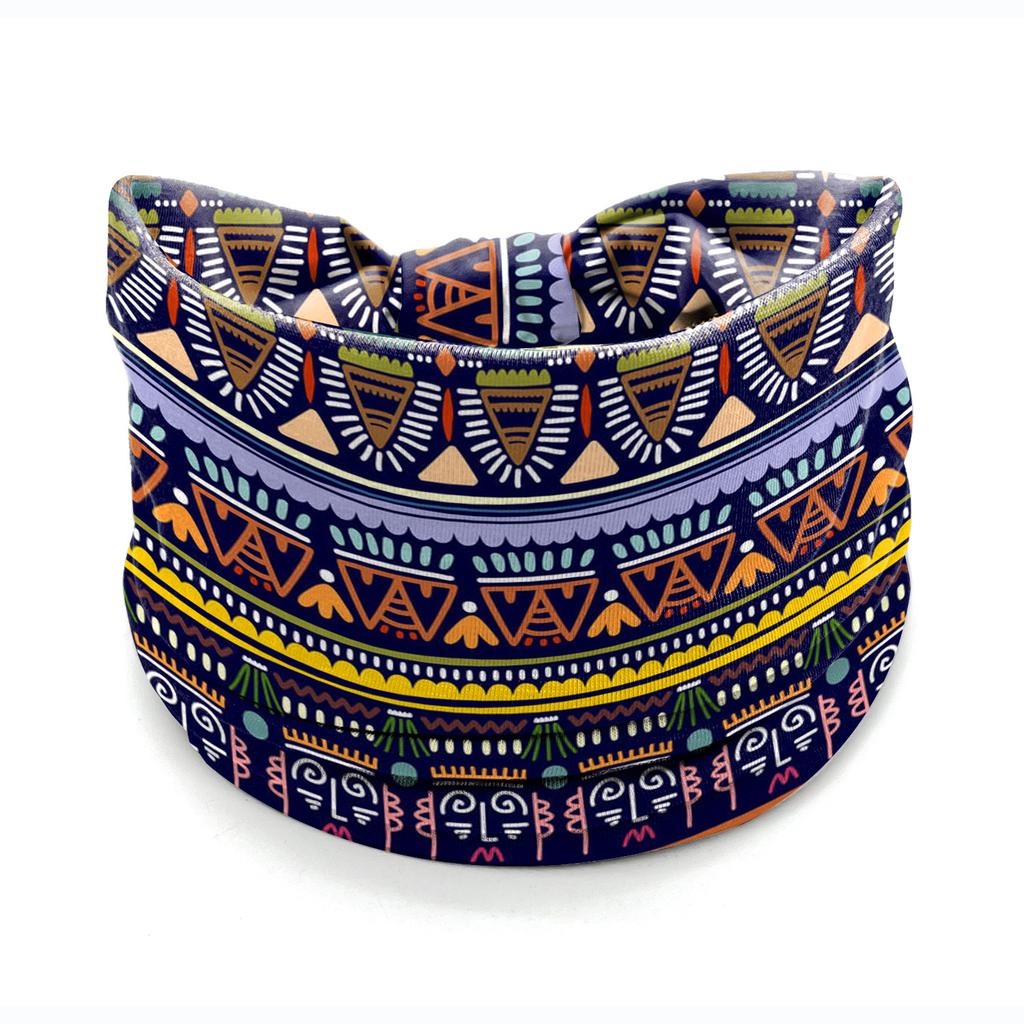 European American Women's Hair Band African Print Pattern Wide Edge Elastic Knot Sports Yoga Headband Women's Headwear Hair