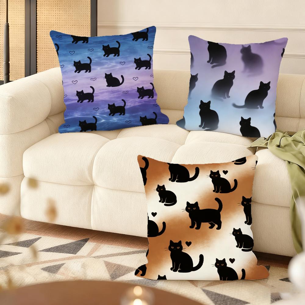 Blackcat Cushion Cover Silky Short Plush Sofa Pillow Cover Hidden Zipper Soft Dustproof Case For Home Decor