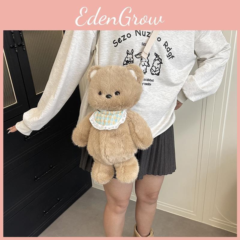 Plush Bear Cat Cartoon Mini Backpack With Zipper And Open Storage Outings Casual