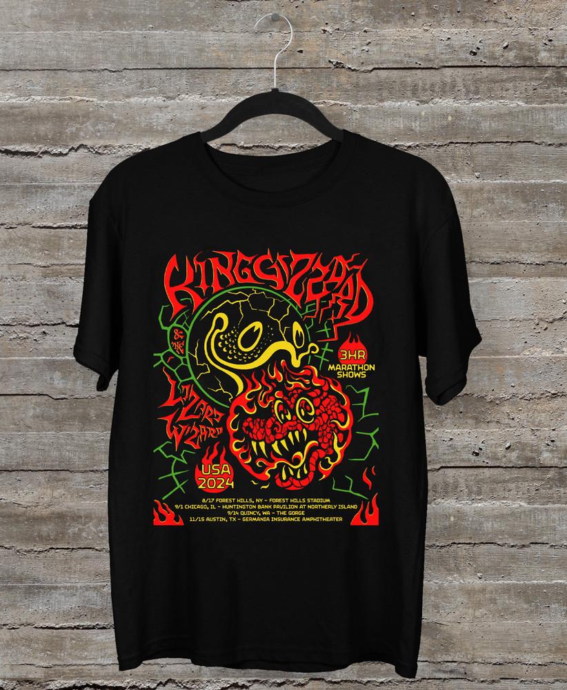 King Gizzard & the Lizard Wizard Tour 2024 Black All Size S-5XL Shirt Unisex T-Shirt XXXL