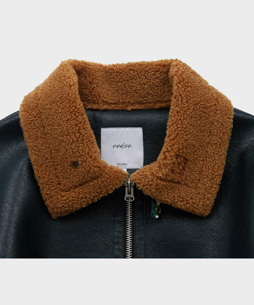 Ffeff Studio Leather Shearling Jacket (Dark Green)