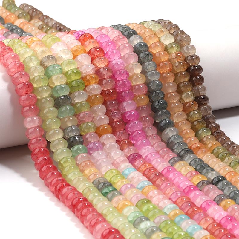 About 75pcs Abacus Glass Beads 5X8mm Colorful Cracked Beads Round Loose Spacer Beads For DIY Jewelry Making Bracelet Necklace