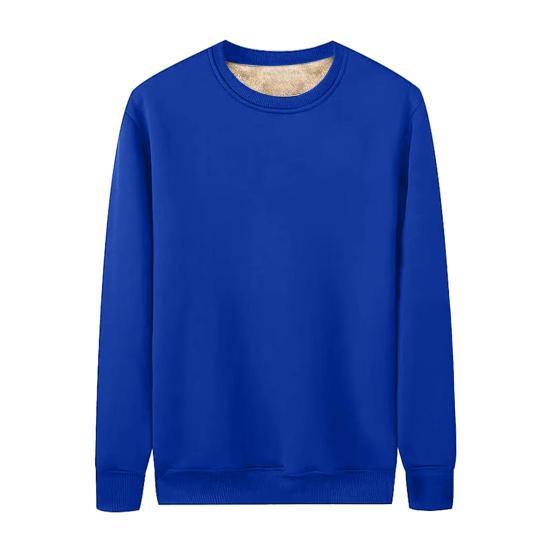 Men Fleece Lined Sweatshirt Long Sleeve Round Neck Thickened Pullover Warm Fall Winter Casual Sweatshirt for Street Work Daily Errands