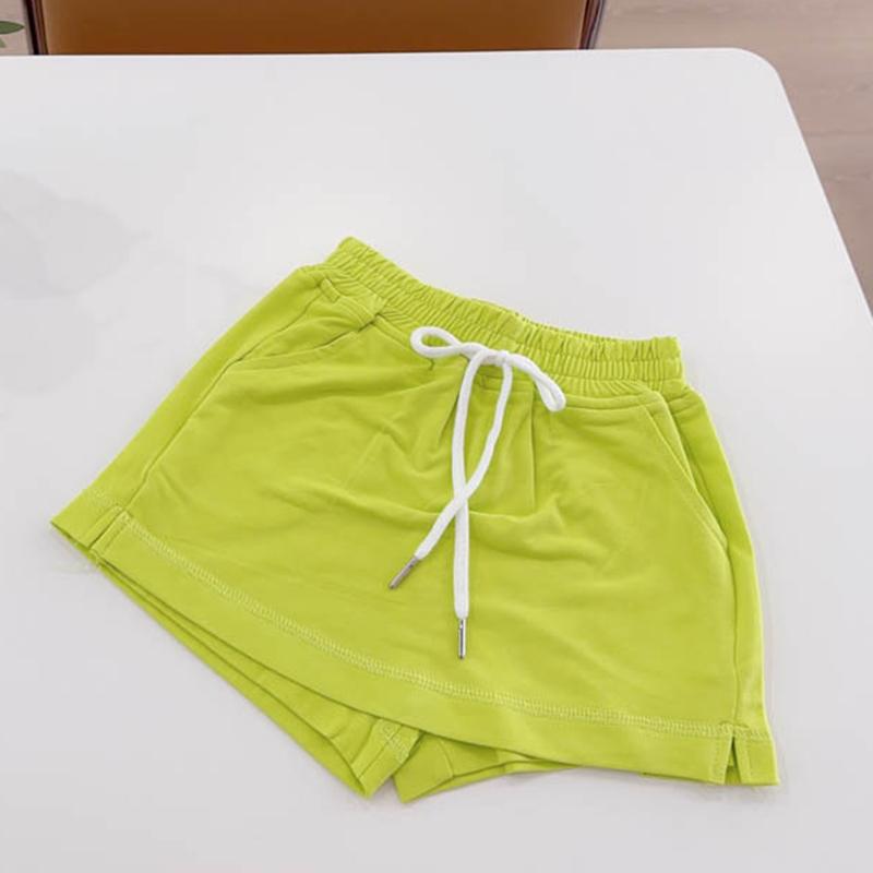 

Летние шорты для девочек с эластичным поясом, однотонные детские кюлоты, спортивные шорты со шнуровкой 140
